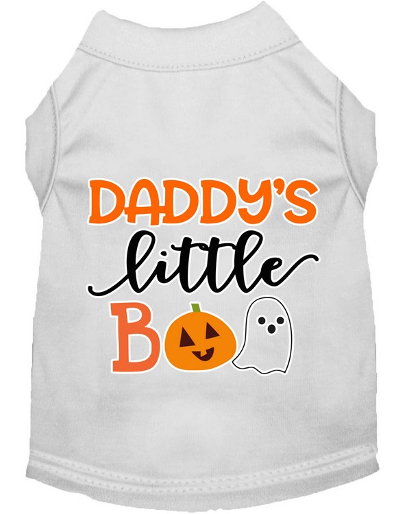 Daddy's Little Boo Screen Print Dog Shirt White XL